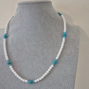 Mother Of Pearl & Natural Turquoise 22" Necklace,7" Matching Braclet
